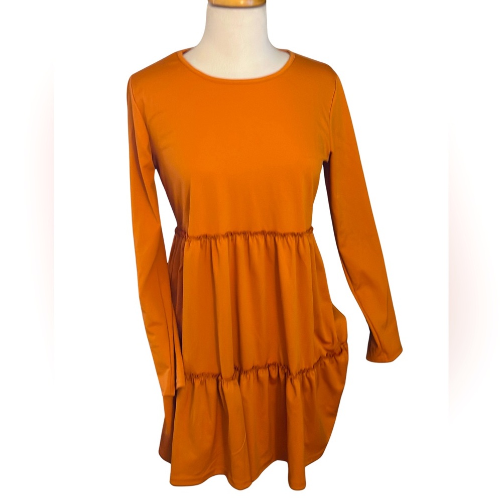 Crew Neck Babydoll Dress